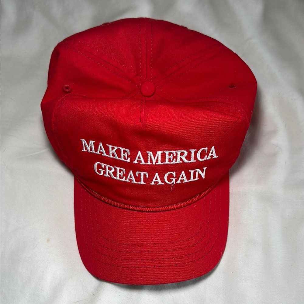 Red Cap with White Embroidery